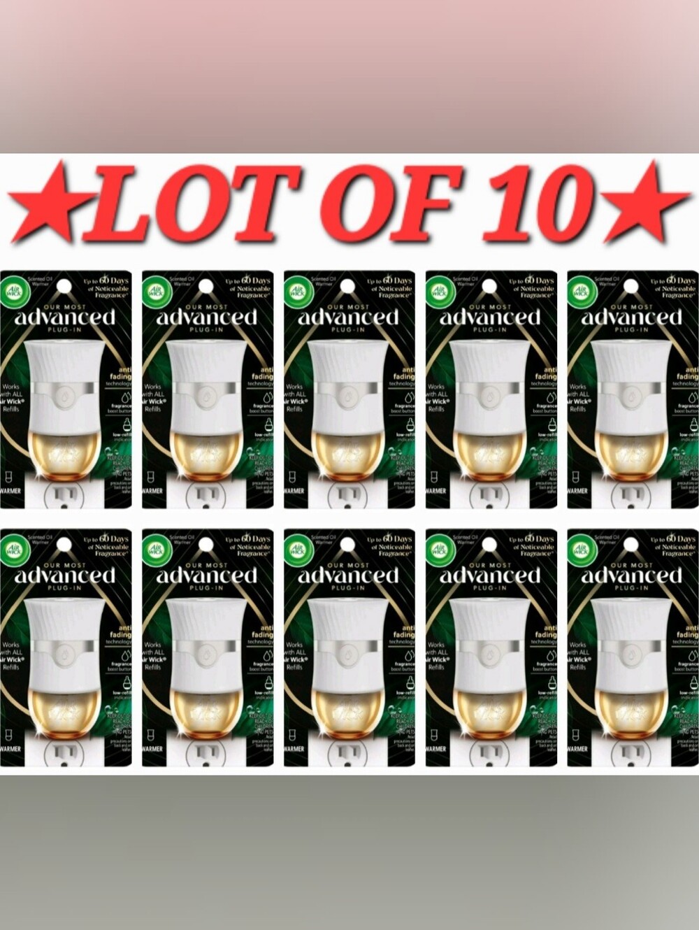 ☆LOT OF 10☆Air Wick Advanced Plug-In Scented Oil Warmer Air Freshener WHITE